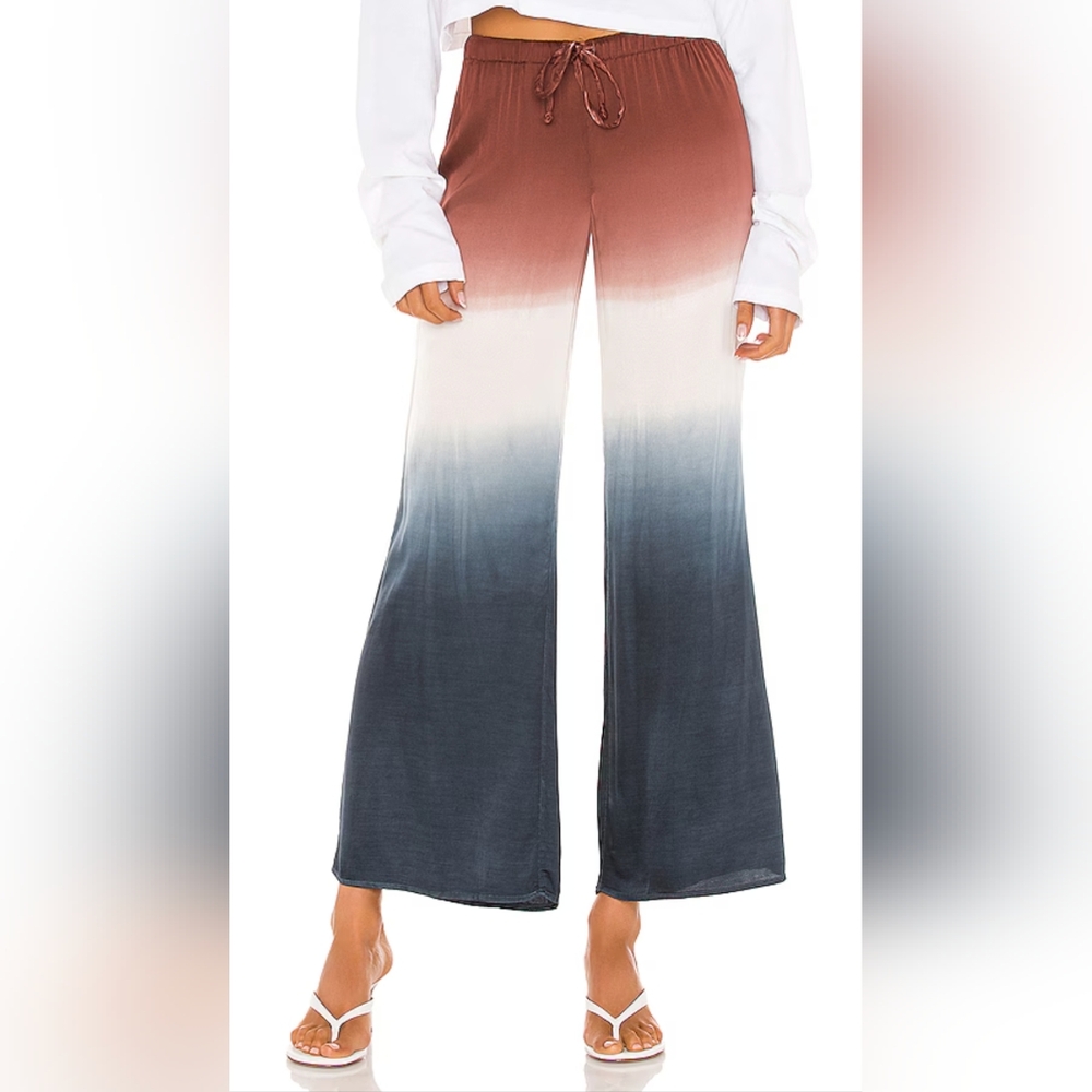 CHASER Women’s Size Small Silky Viscose Blend Tie Waist Dip Dyed Ombre Pants NWT